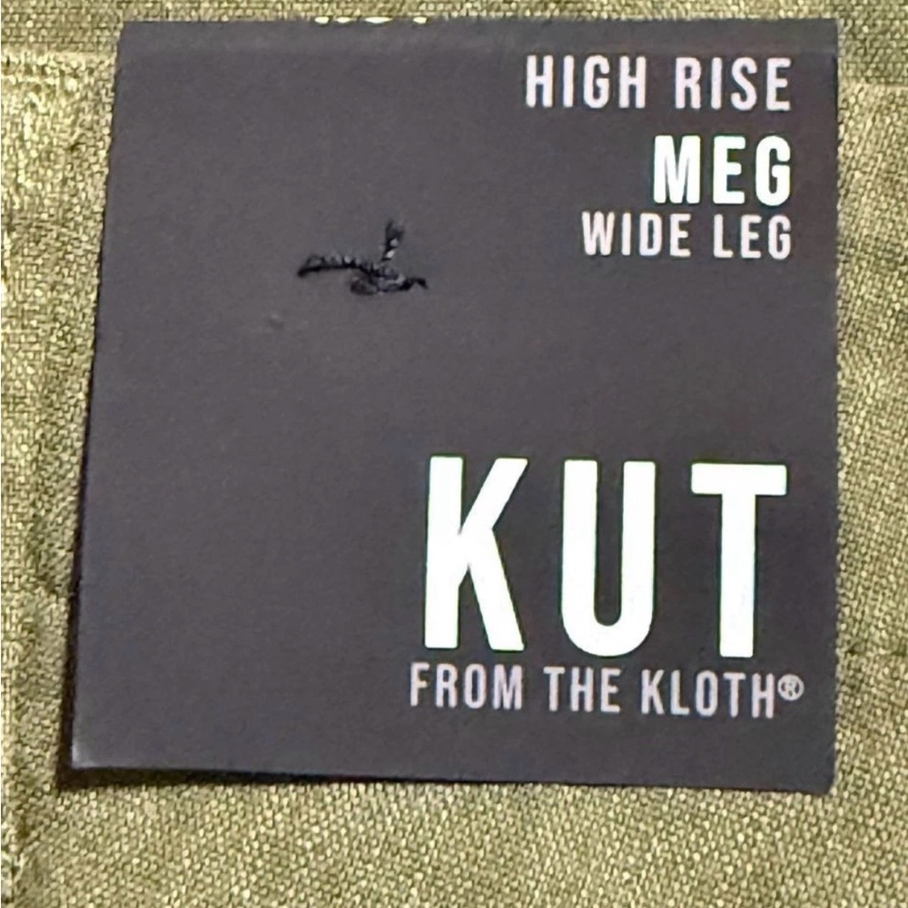 NWT Kut From The Kloth Meg Linen Wide Leg Trouser Drak Green Size 8 - Picture 7 of 10